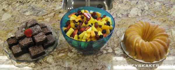 Triple Chocolate Brownies, Fresh Fruit Salad & Sour Cream Pound Cake